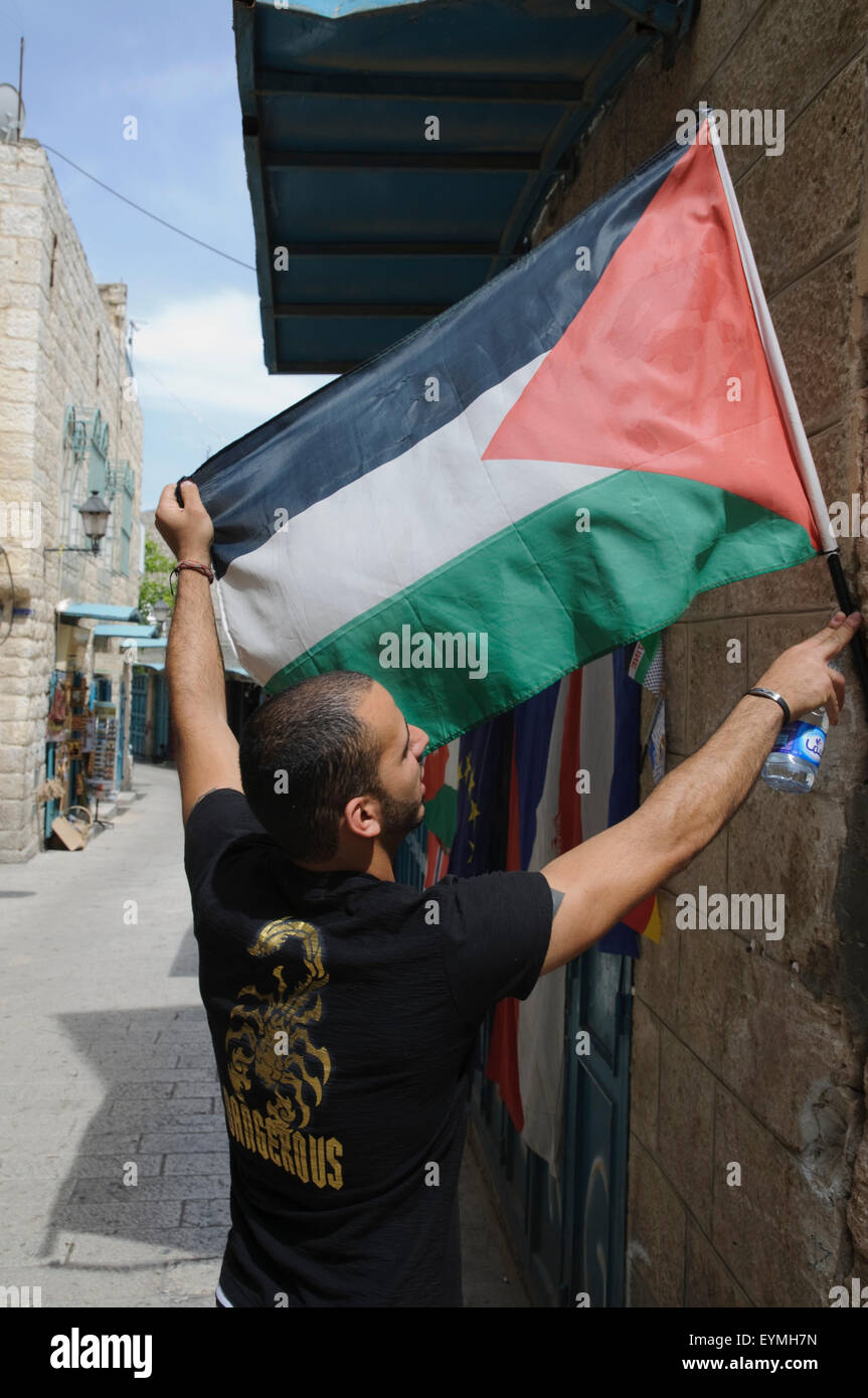 Bethlehem, Old Town, Palestine flag, Palestine, West Jordan Land, west bank, Israel Stock Photo
