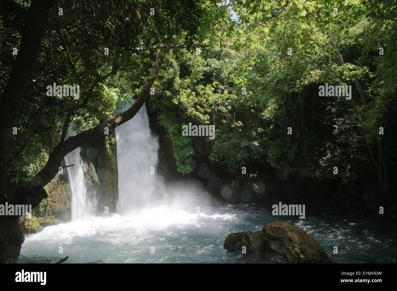 Banyas waterfall, Golan Heights, Galilee, Israel Stock Photo