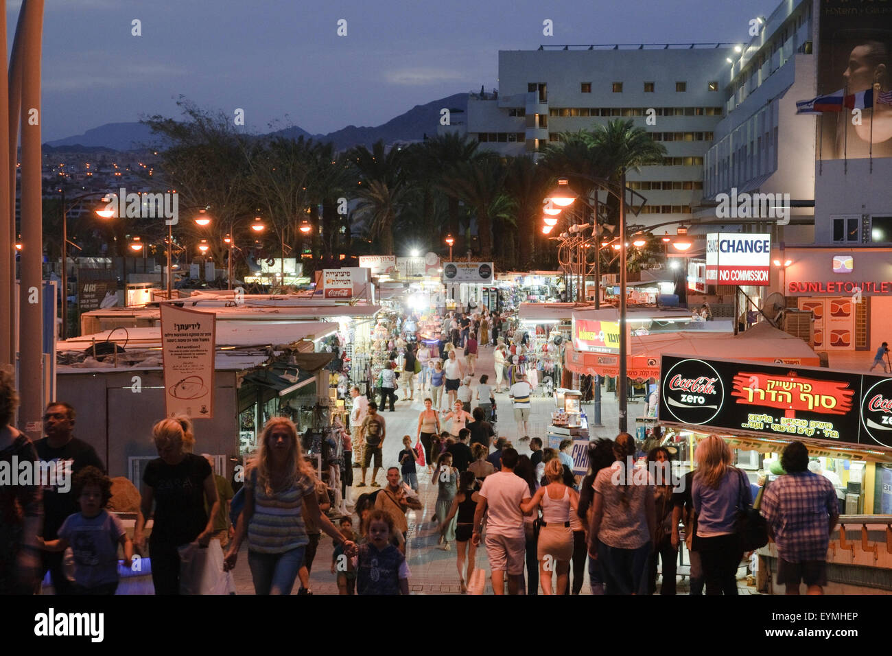 Nightlife, shops, promenade, Eilat, red Sea, Israel Stock Photo - Alamy