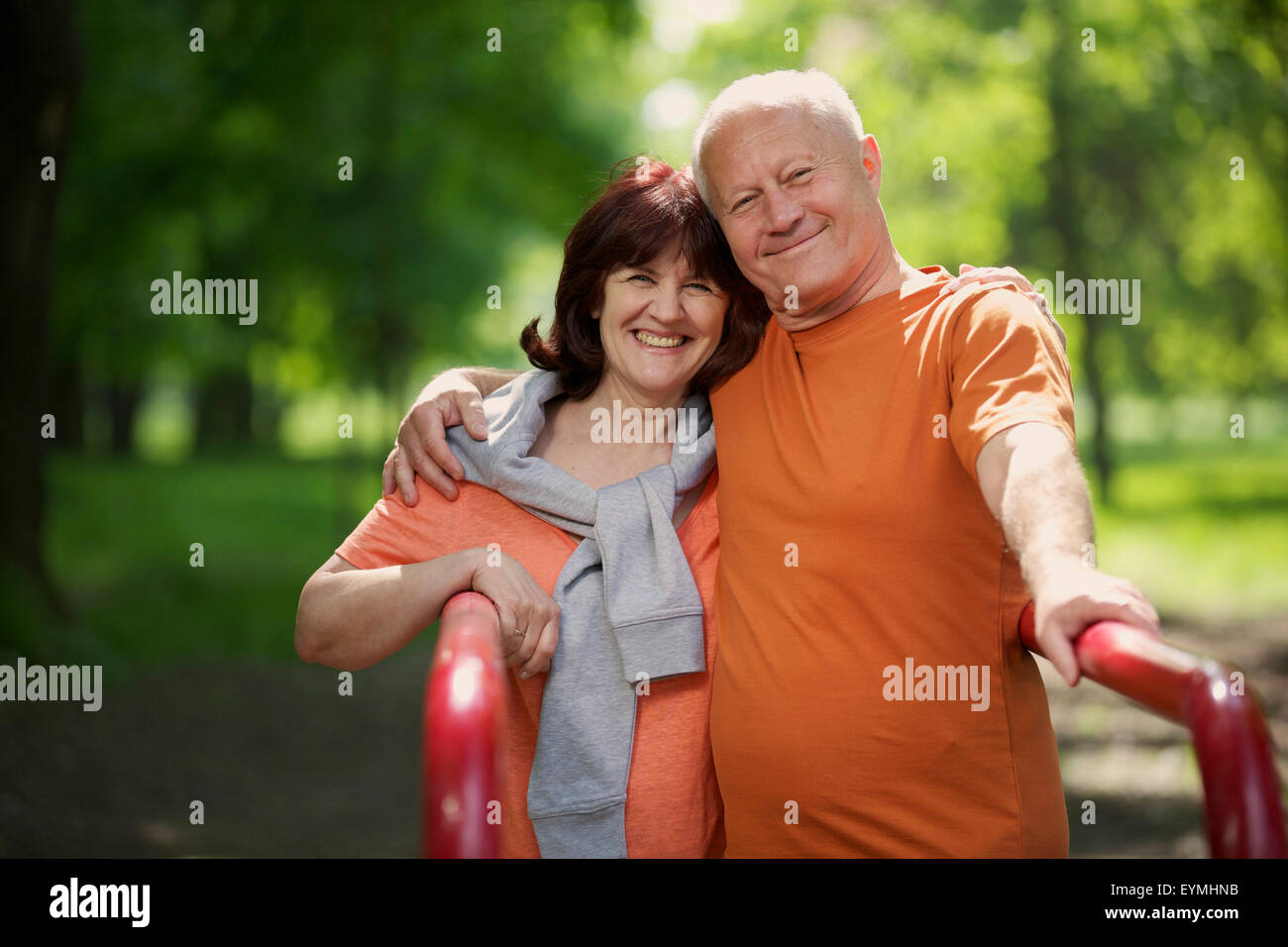 Senior citizens, sport, outdoor gym, training tool Stock Photo Alamy