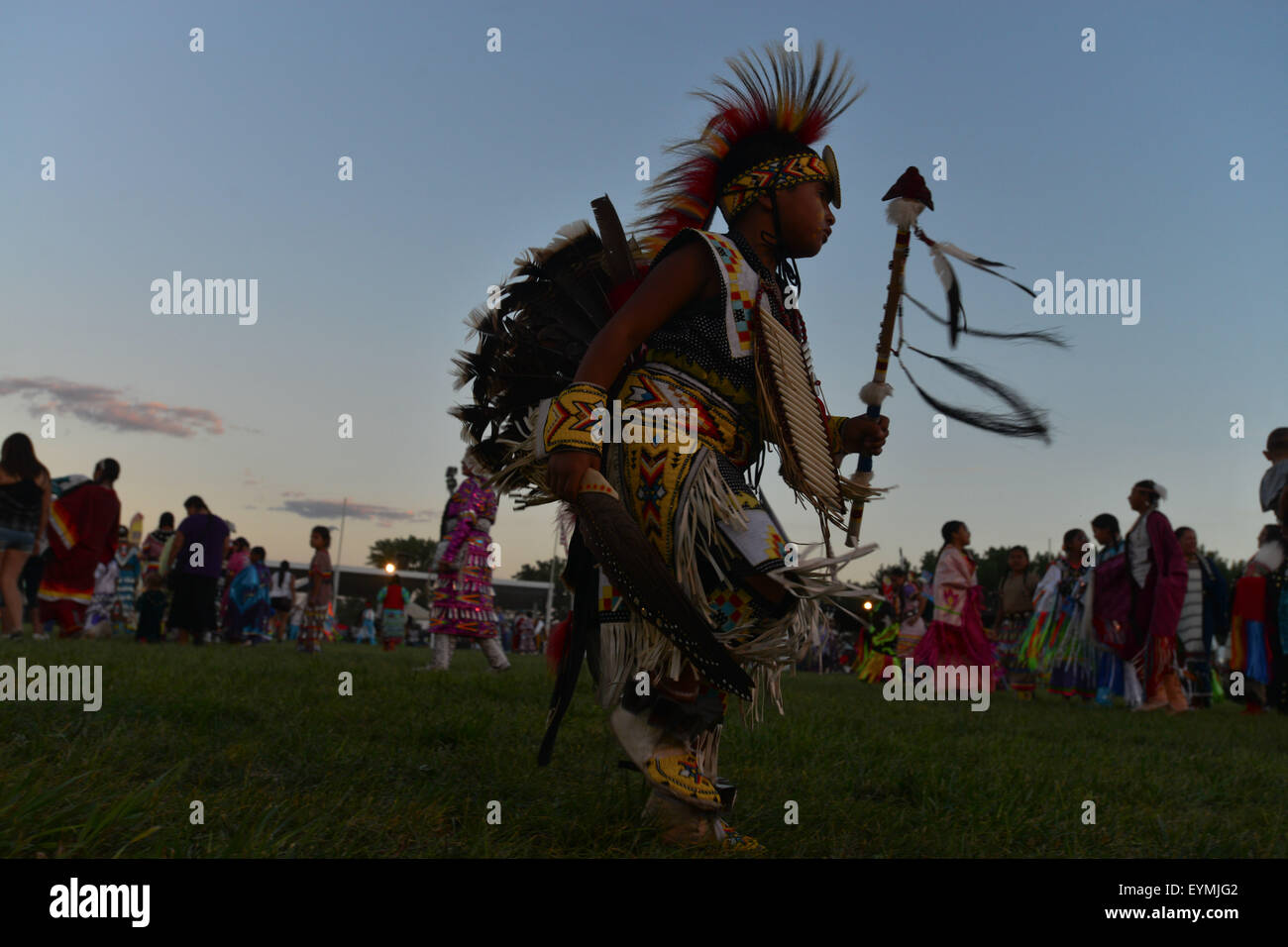 Pine Ridge Reservation, South Dakota, US. 31st July, 2015. Dancers from