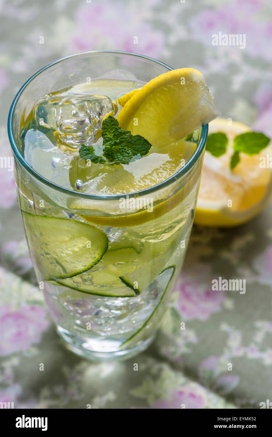 Refreshing summer cocktails Gin and Tonic with Cucumber Stock Photo Alamy