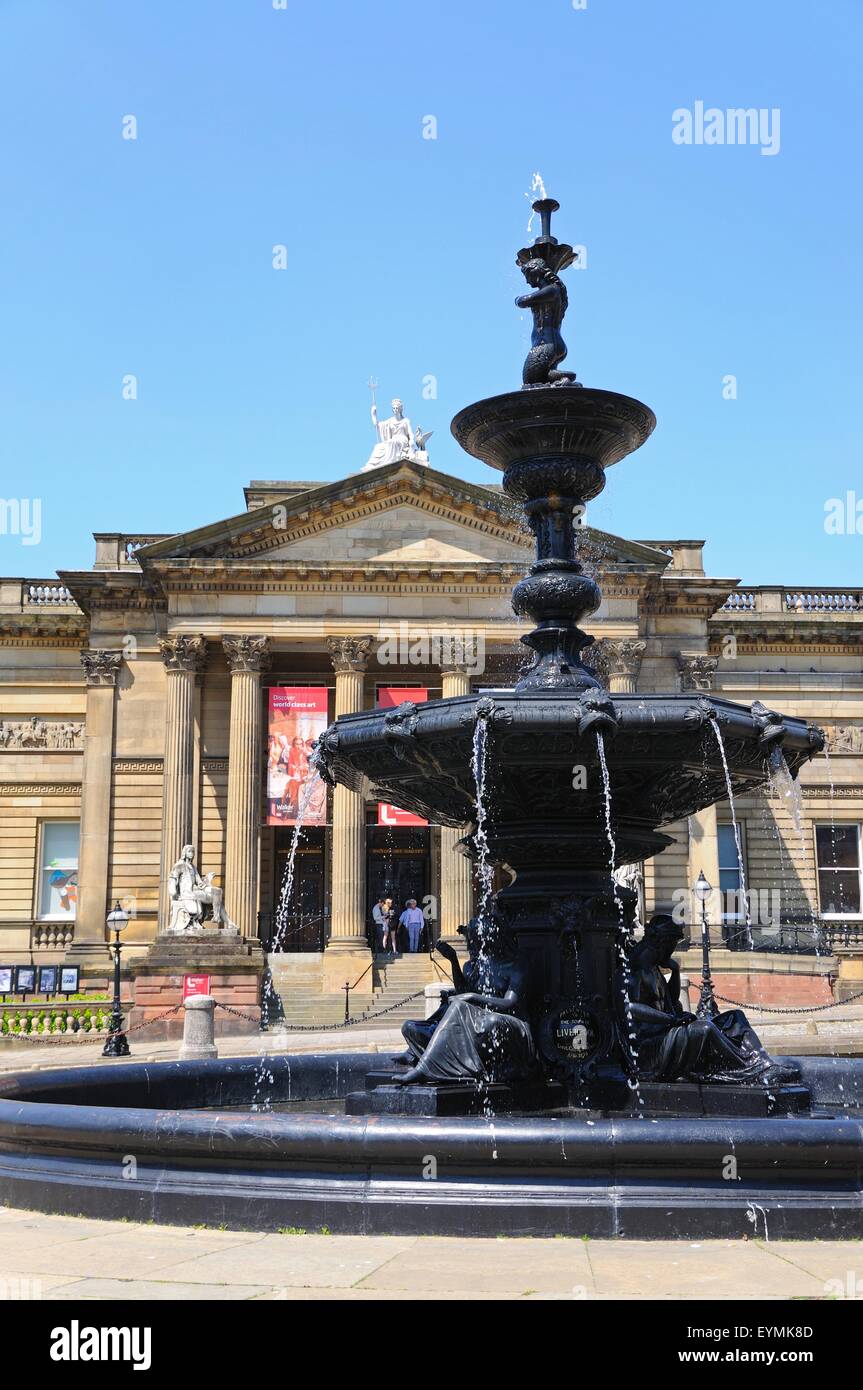 Walker Art Gallery with the Steble fountain in the foreground, Liverpool, Merseyside, England, UK, Western Europe. Stock Photo