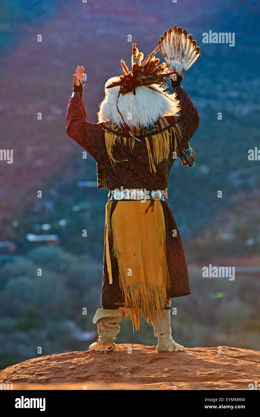 Native american (American Indian) celebrating the sunrise ceremony on