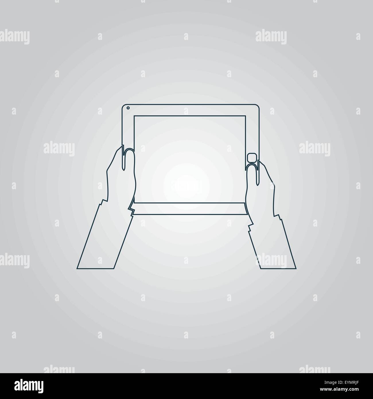 Hands holding tablet computer with blank screen Stock Vector Image ...