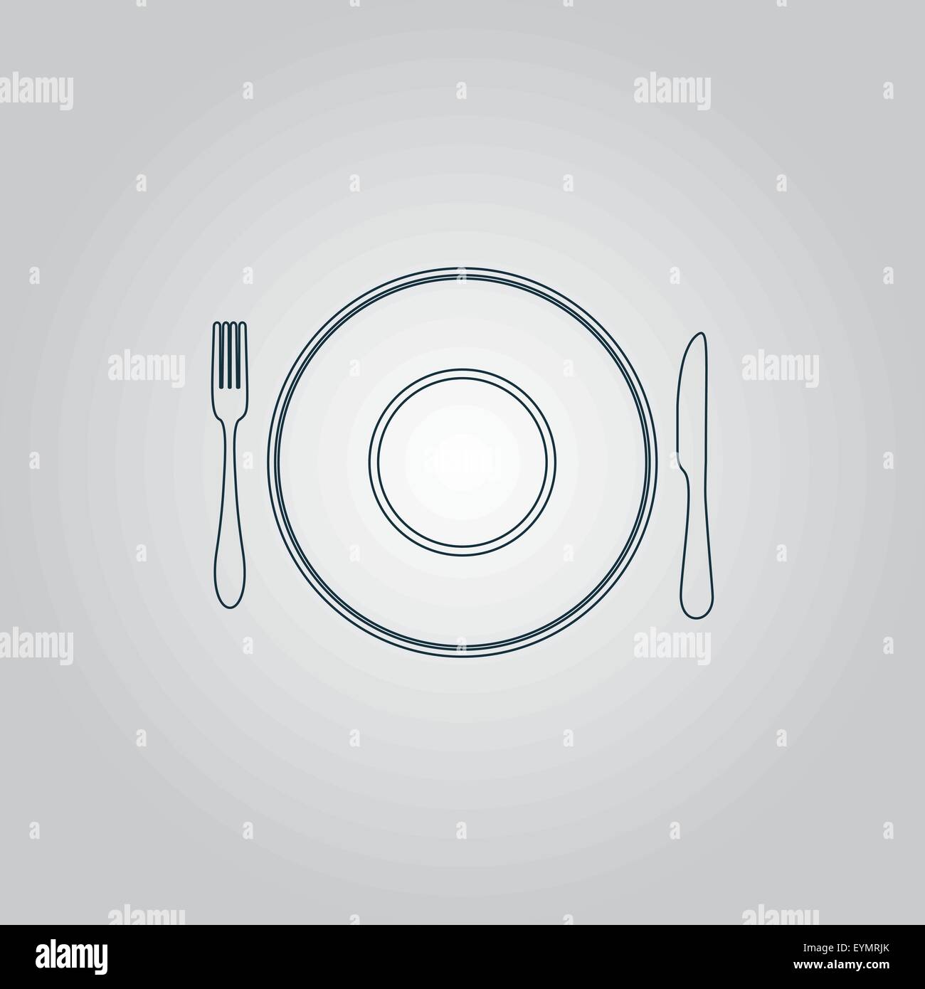 Plate dish with fork and knife Stock Vector