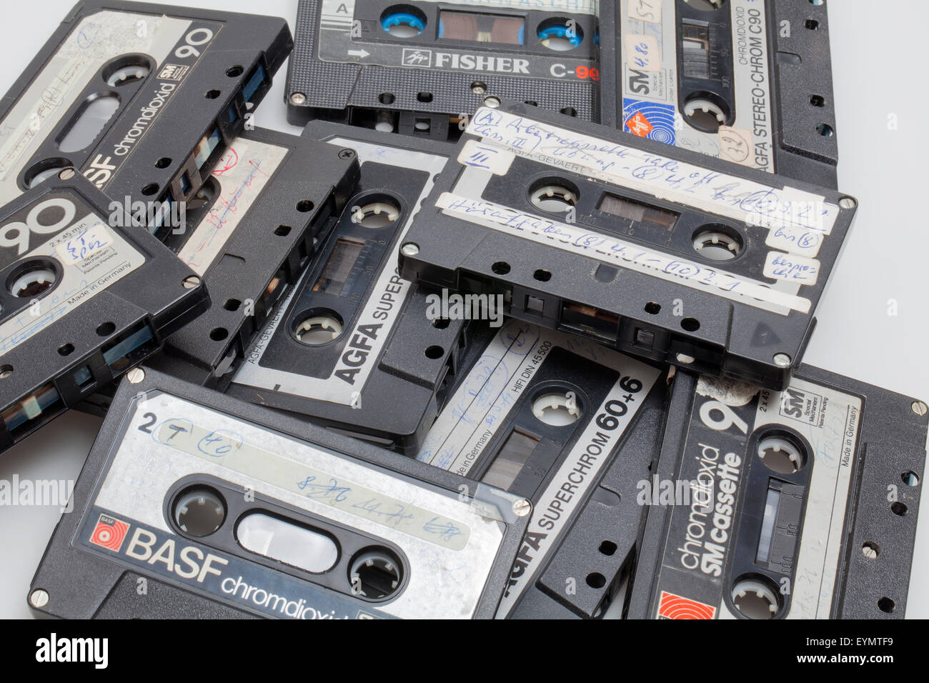 Jammed cassette tapes, Stock Photo