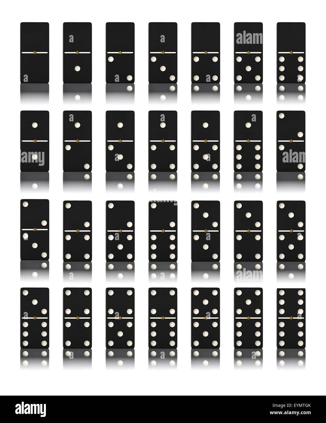 Domino game set isolated on white Stock Photo