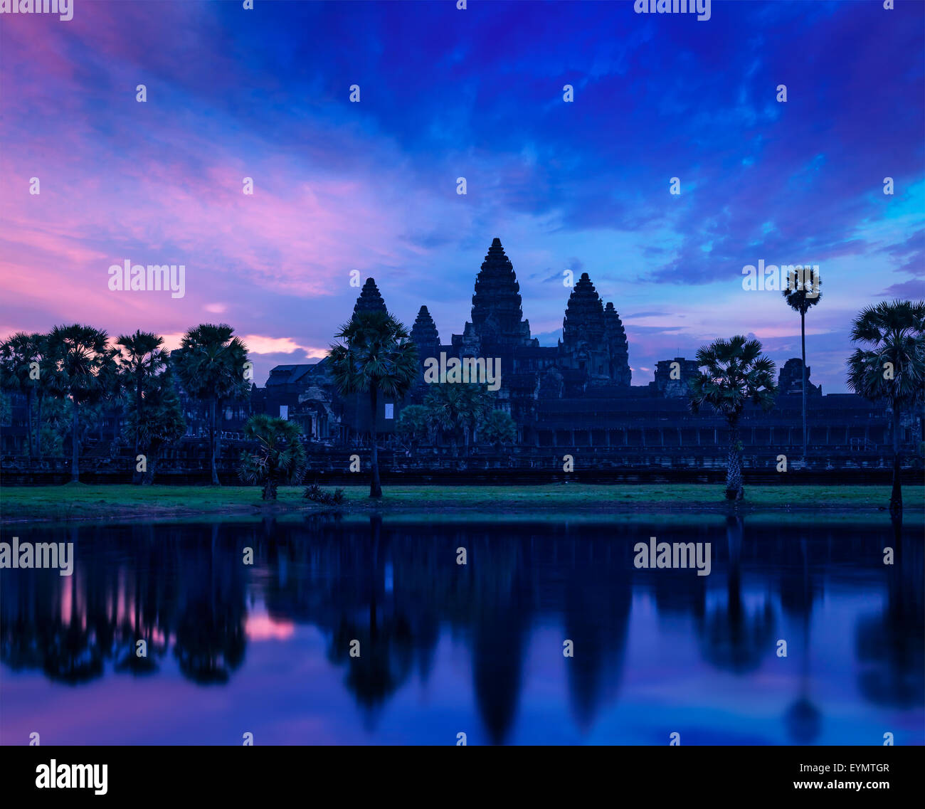 Angkor Wat - famous Cambodian landmark - on sunrise. Siem Reap, Cambodia Stock Photo