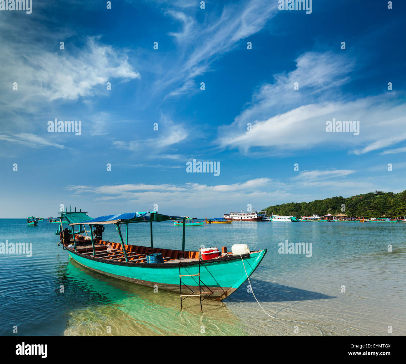 Boats on beash in sea at Sihanoukville, Cambodia Stock Photo Alamy
