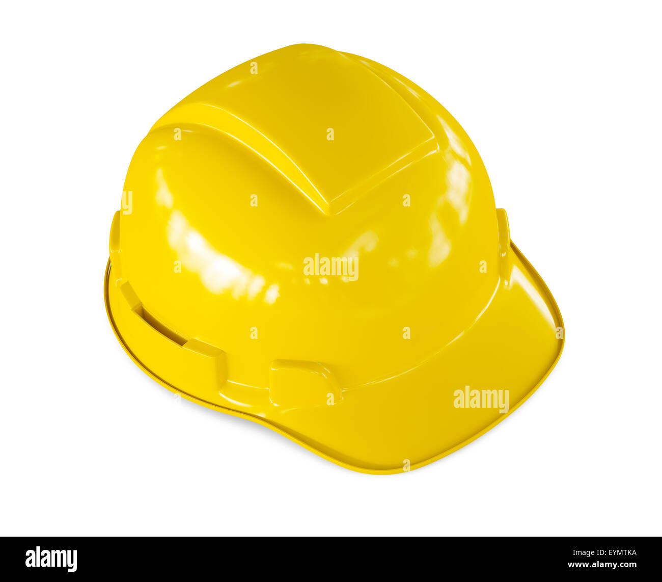 Yellow hard hat of construction worker isolated on white Stock Photo