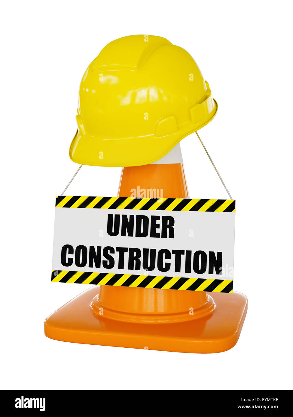 Under construction concept background - yellow hard hat on orange ...