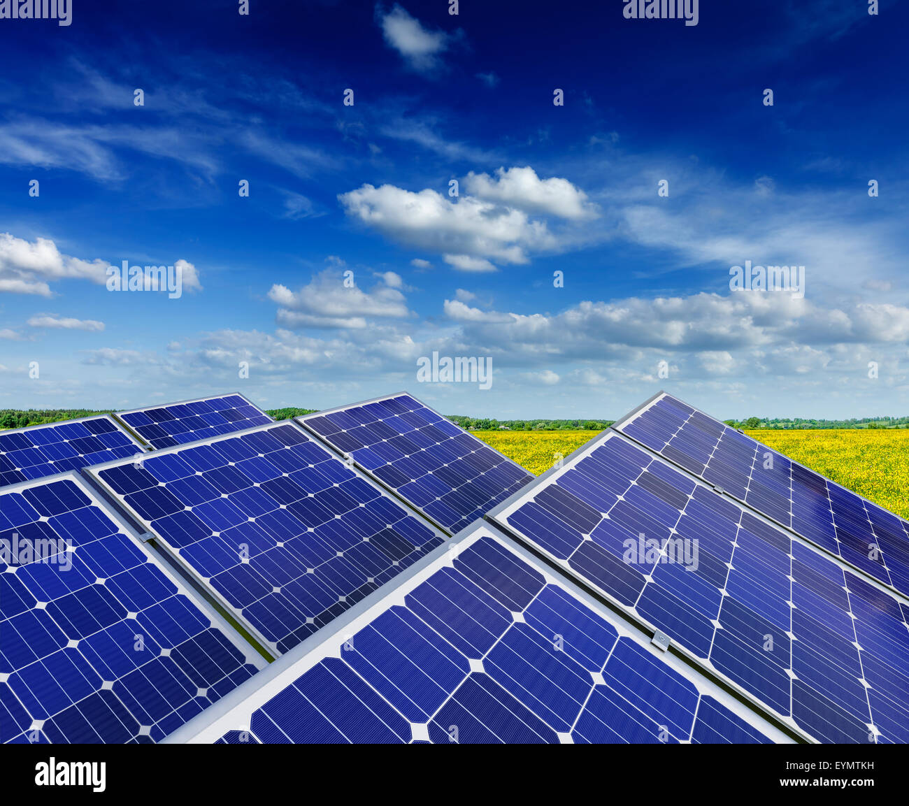 Solar power generation technology, green alternative energy and environment protection ecology business concept background Stock Photo
