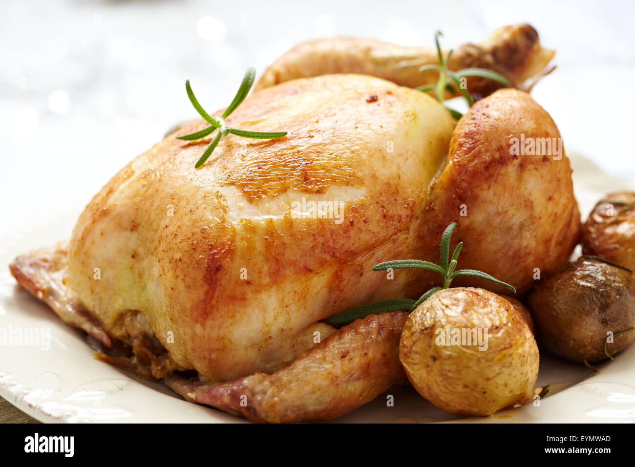 Whole Roasted Chicken Stock Photo Alamy