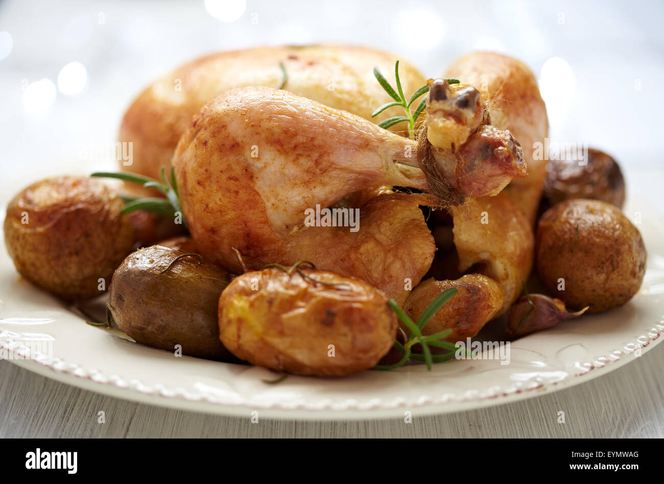Whole Roasted Chicken Stock Photo Alamy