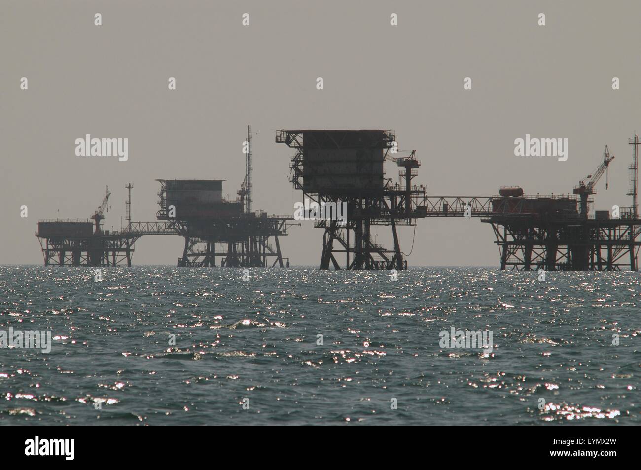 platforms for the extraction of oil and natural gas in Adriatic sea  offshore Ravenna (Italy) Stock Photo