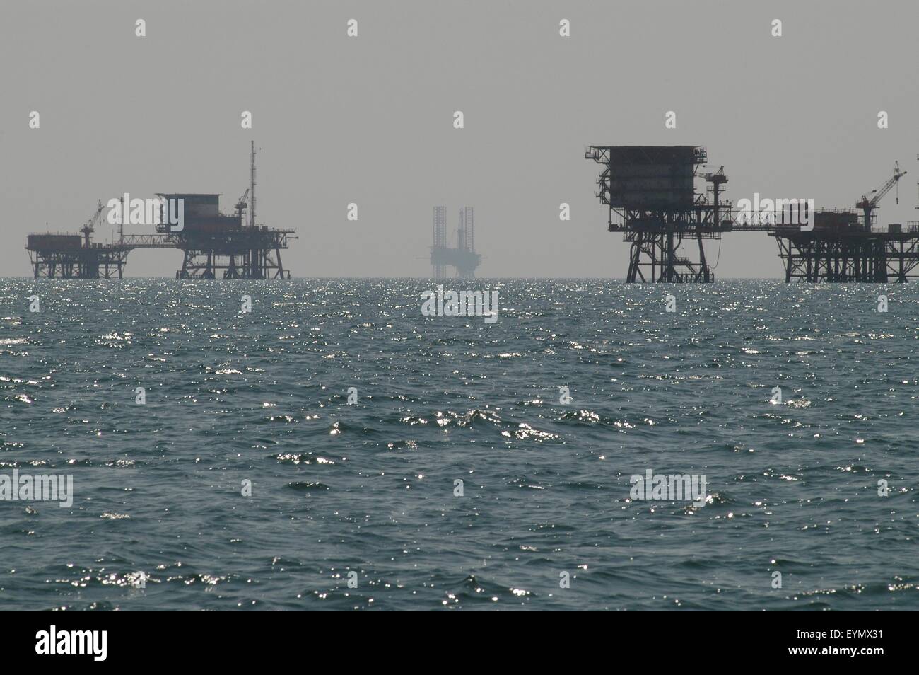 platforms for the extraction of oil and natural gas in Adriatic sea  offshore Ravenna (Italy) Stock Photo