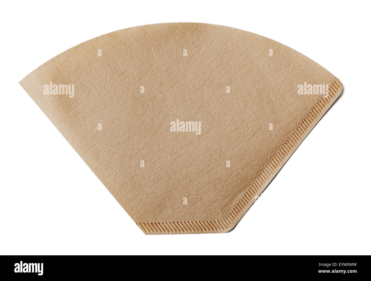 Coffee filter made of paper isolated on white with natural shadow. Stock Photo