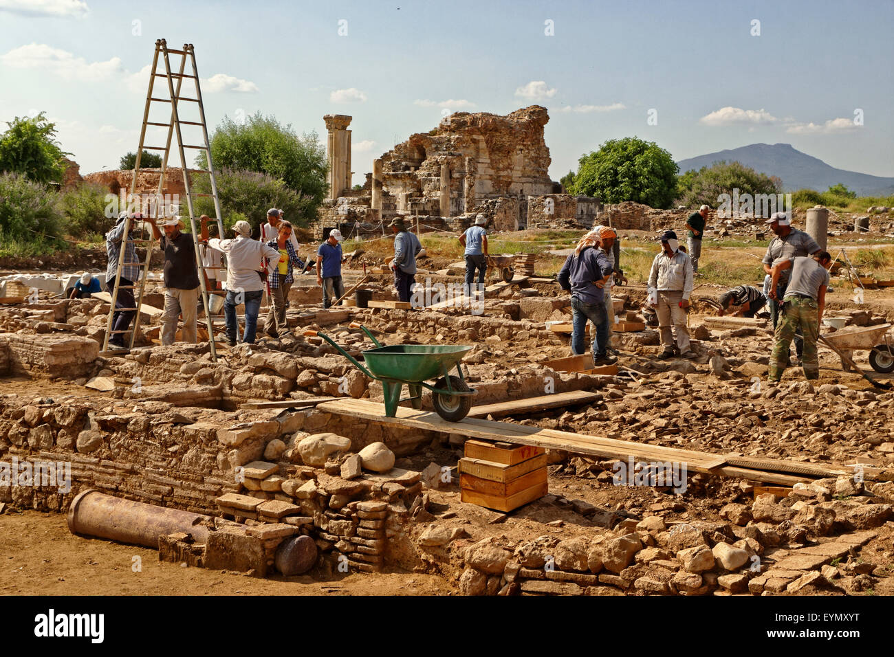 Ongoing archaeology work at the ancient Roman and Greek city of Ephesus near Selcuk, Kusadasi, Turkey. Stock Photo