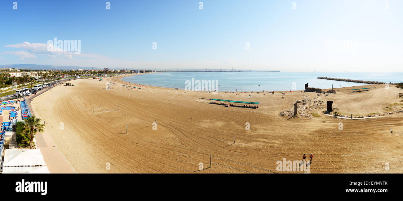 Panorama of the beach, Costa Dorada, Spain Stock Photo