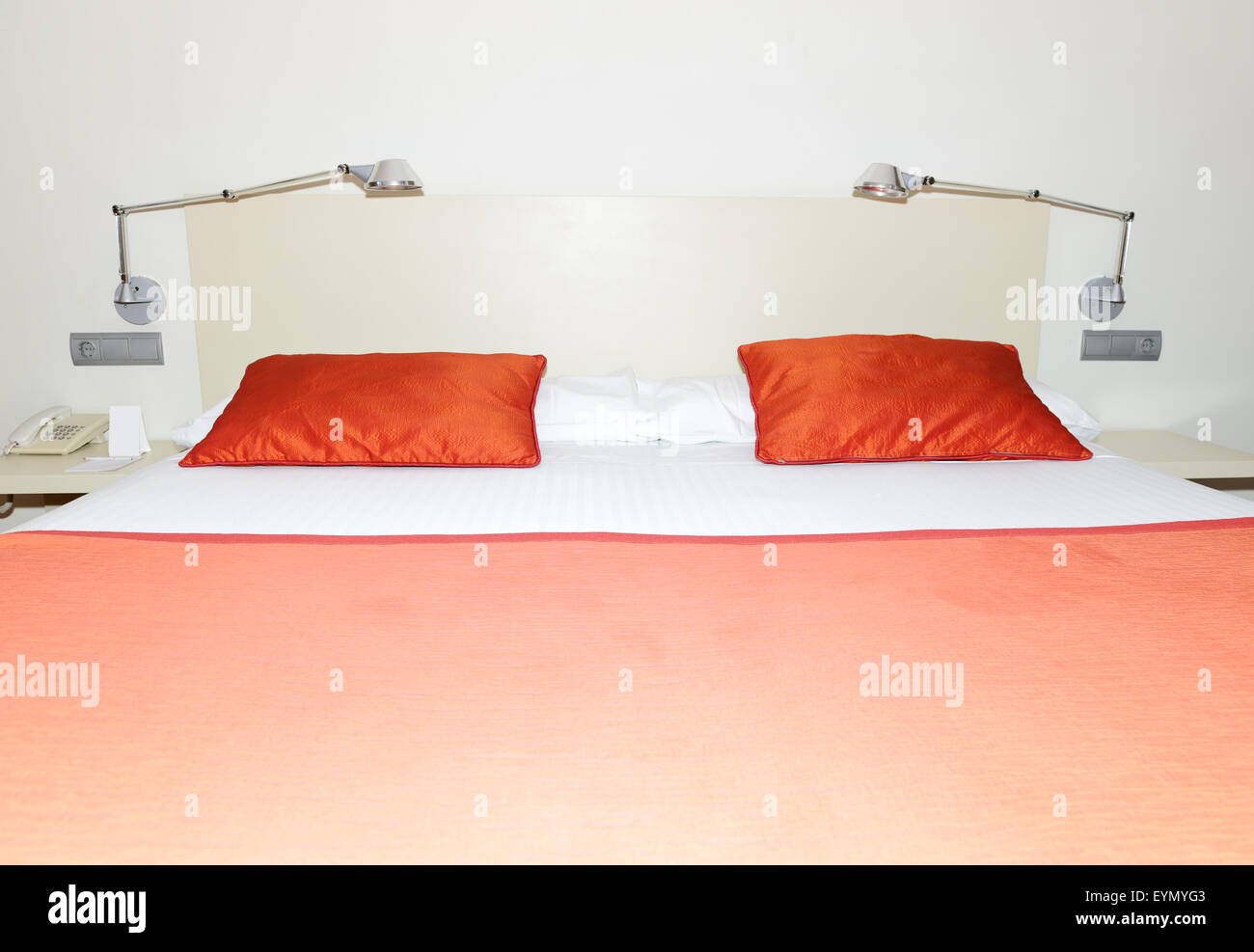 The bedroom in luxury hotel, Costa Dorada, Spain Stock Photo
