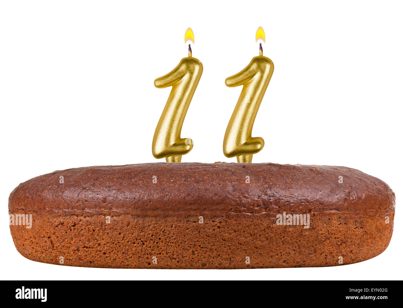 birthday cake with candles number 11 isolated on white background Stock Photo