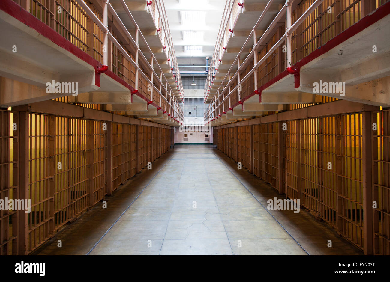 Prison Cells in Alcatraz, San Francisco, USA Stock Photo