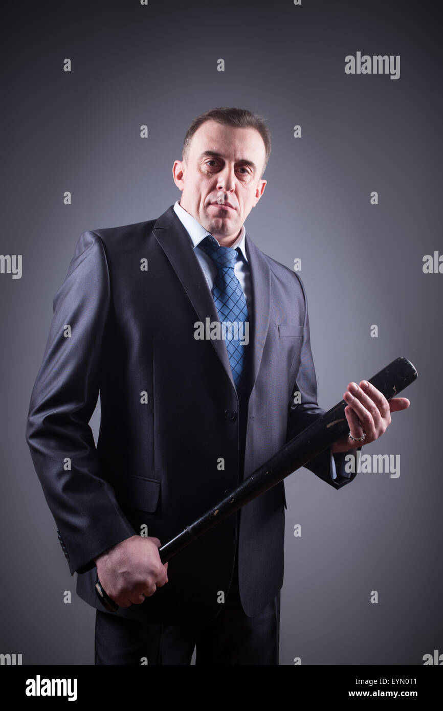 male gangster with baseball bat Stock Photo - Alamy