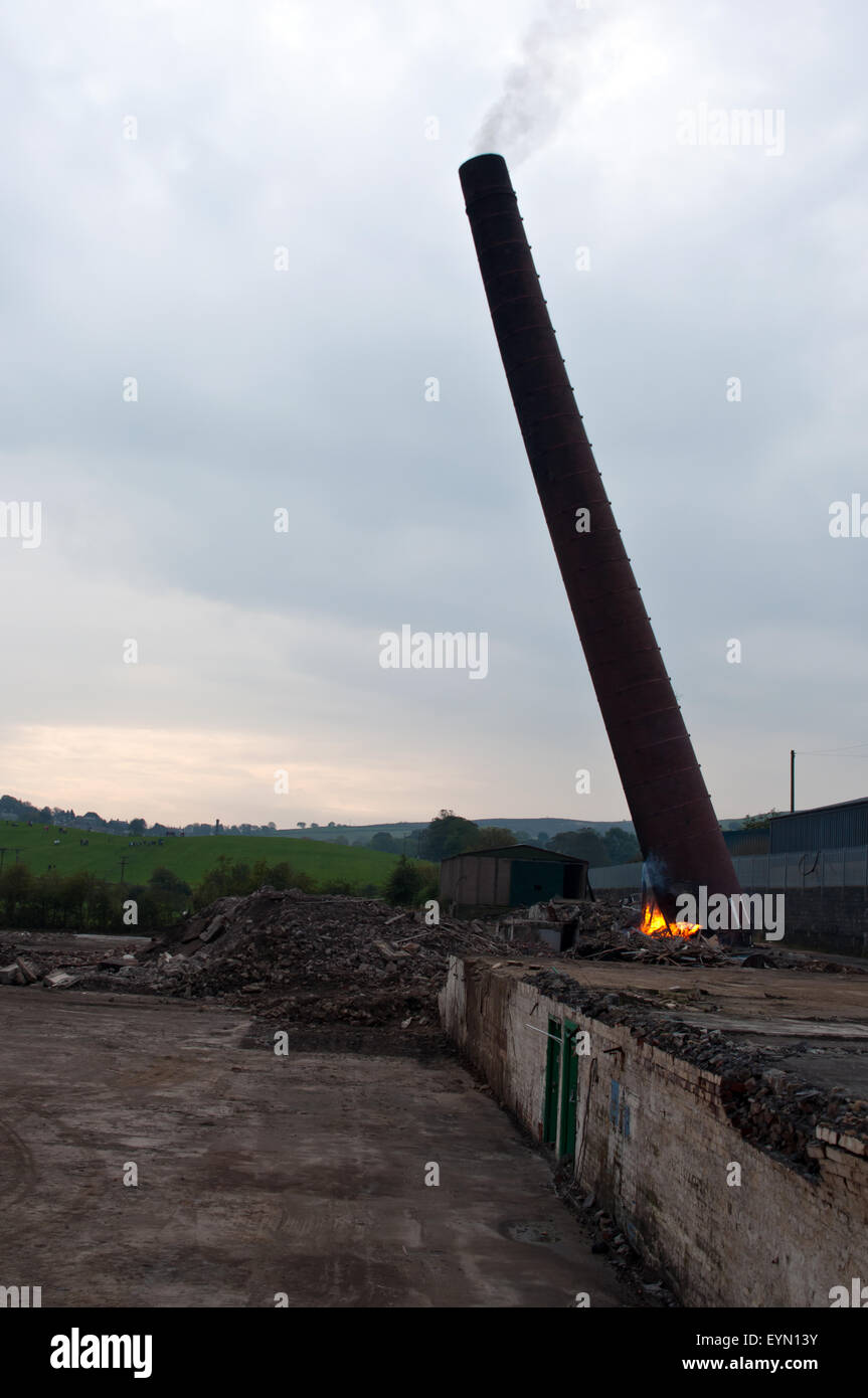 Falling Chimney,1 of a series of 13 shots of a brick built chimney ...