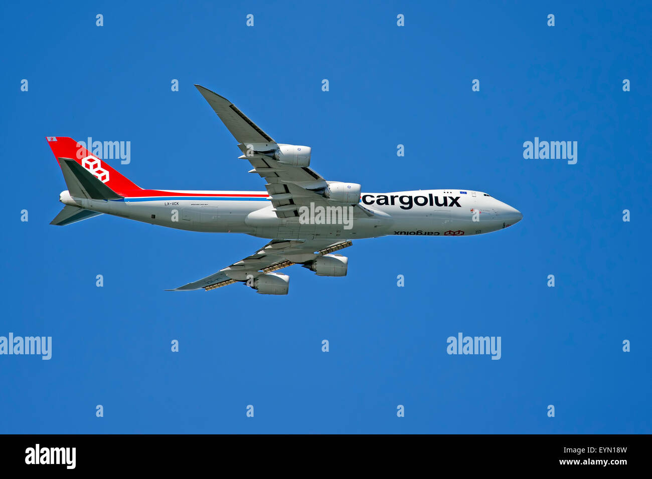 Cargolux Cargo Plane on Final Approach to JFK Airport in New York Stock Photo