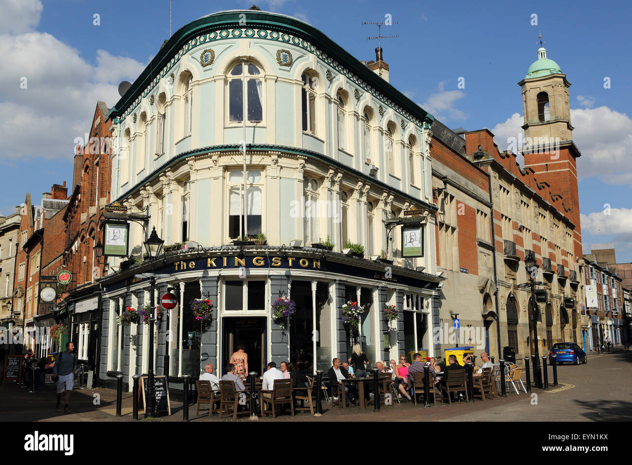 The Kingston pub in Hull, England. The building stands on a corner by Trinity Square. Stock Photo
