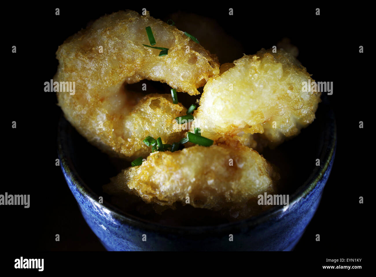 King prawns served in a tempura batter in Hull, England. The tapas dish is served at the 1884