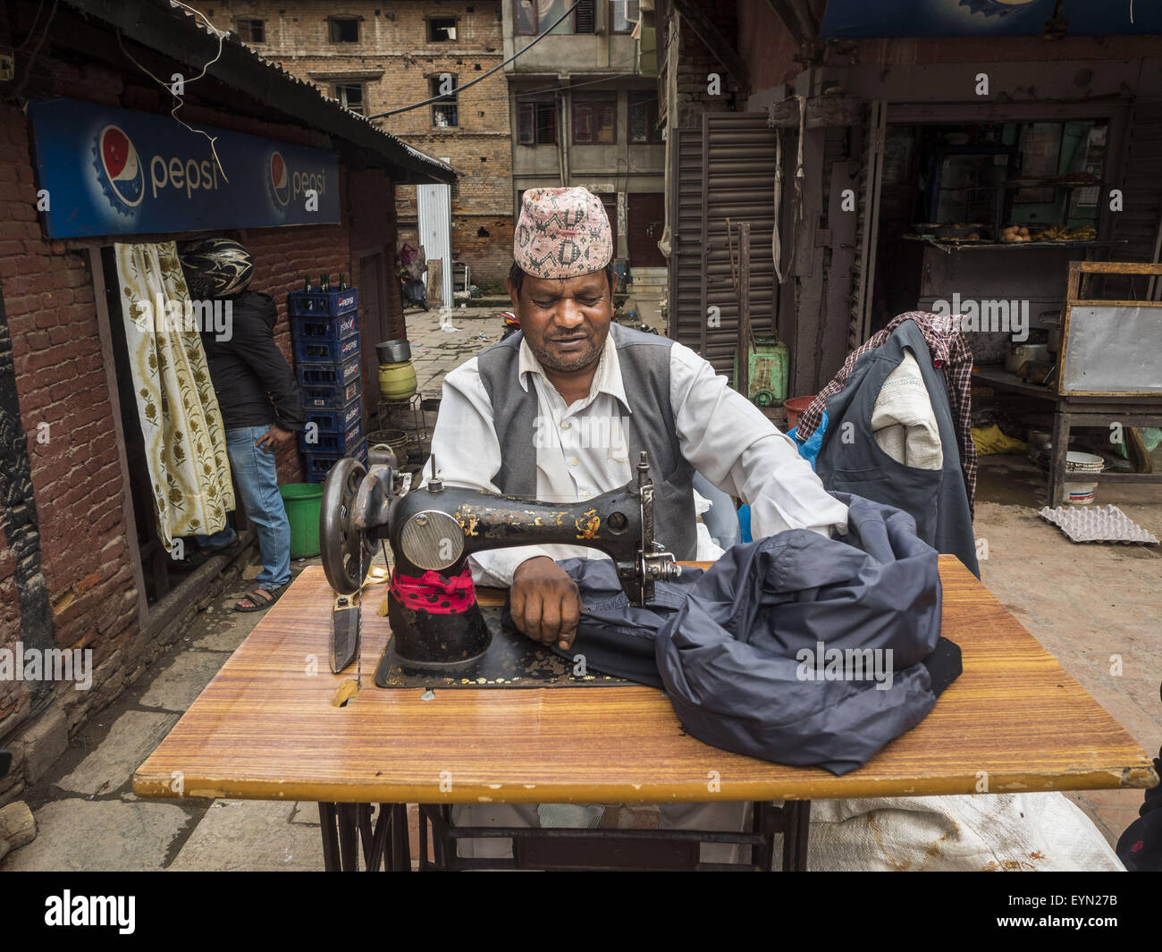 Aug. 1, 2015 Kathmandu, Nepal A Nepalese tailor works with his
