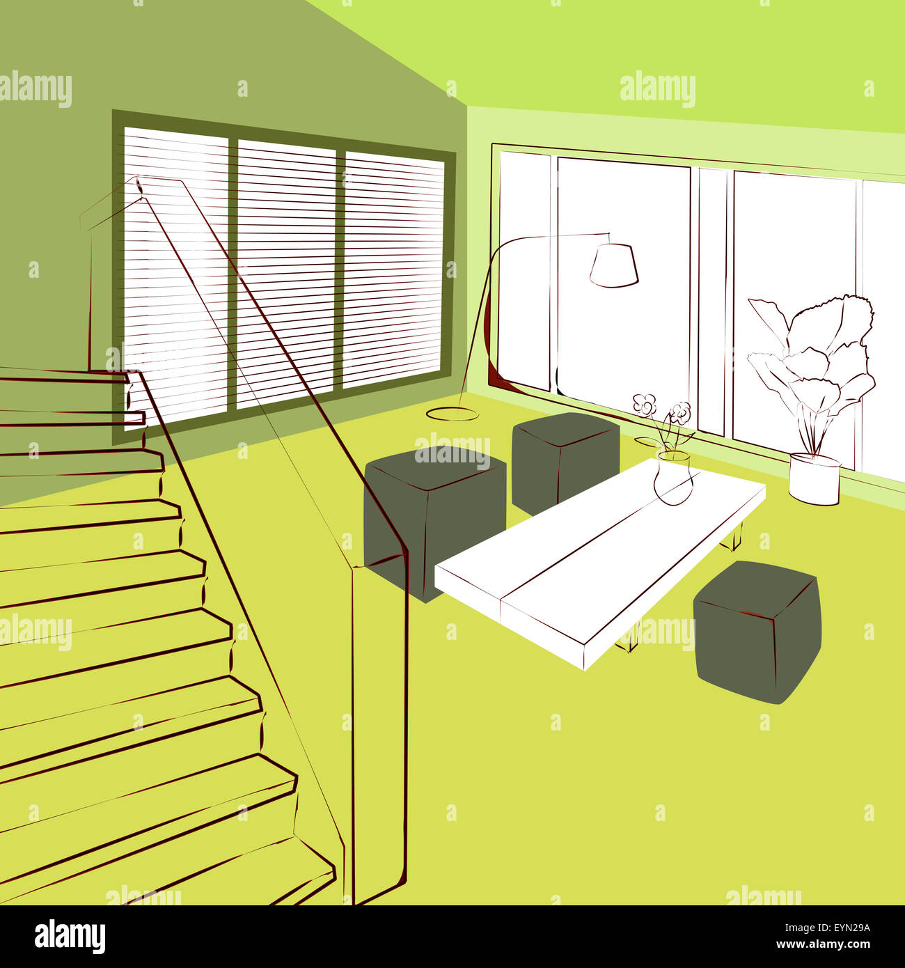 green living room Stock Photo Alamy