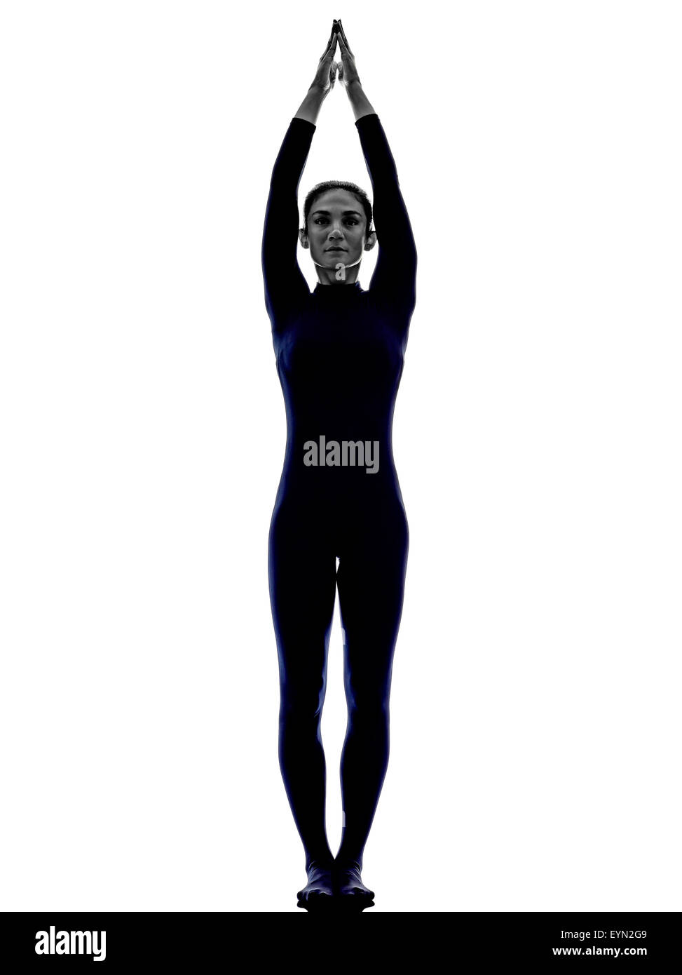 Chinese woman on a yoga mat doing the upward salute pose Stock Photo  Alamy