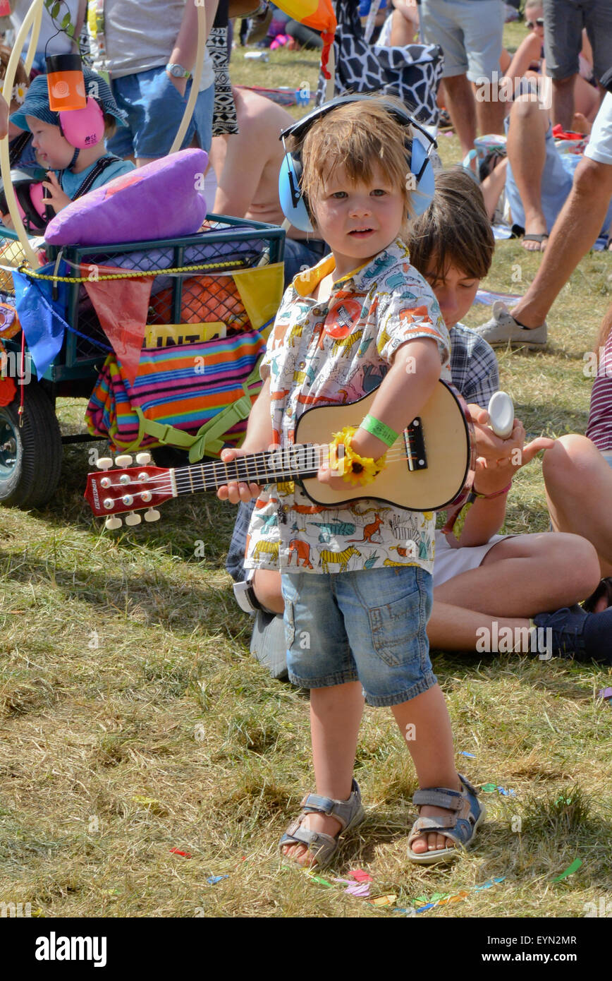 Lulworth Castle, Dorset, UK. 1st August, 2015. Young Musician   at, Saturday, Camp Bestival, Lulworth Castle, Dorset, UK Credit:  jules annan/Alamy Live News Stock Photo