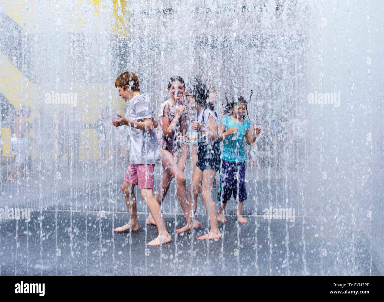 Children enjoying London summer Stock Photo