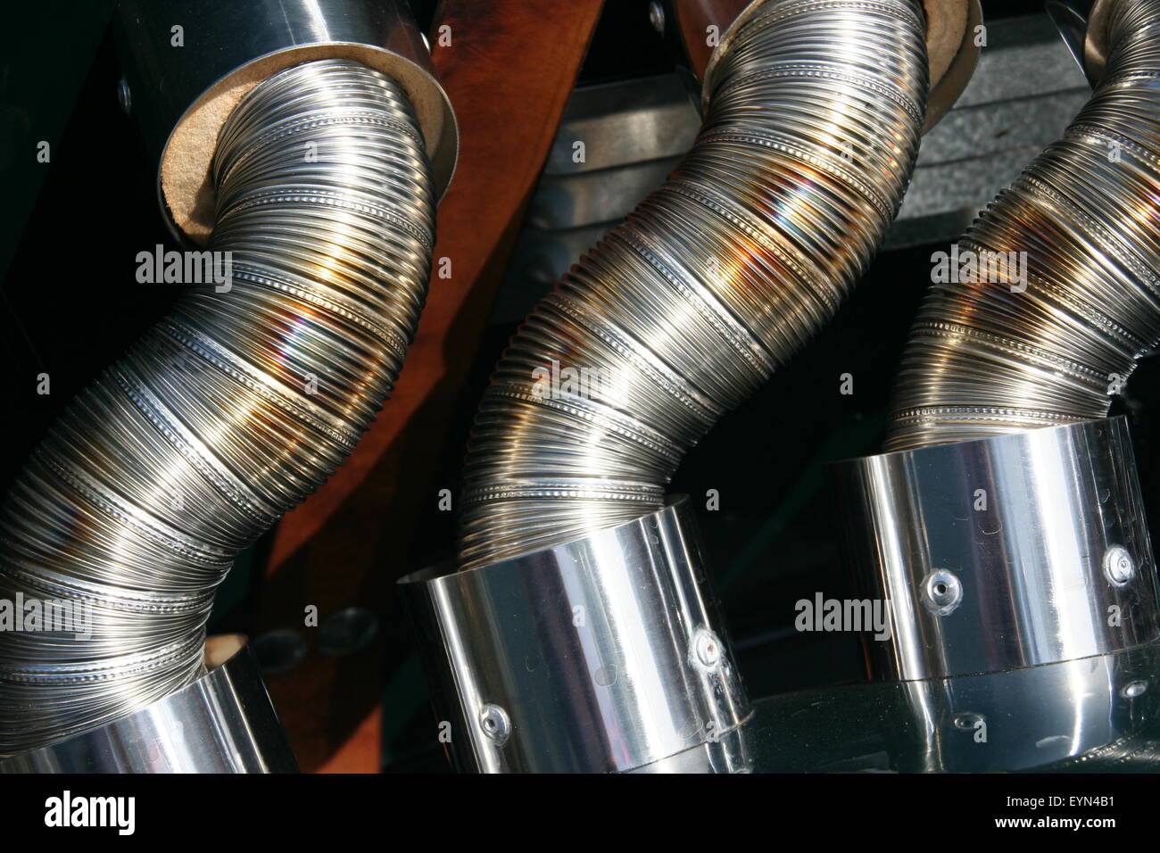 Exhaust Pipes On A Vintage Car Stock Photo Alamy