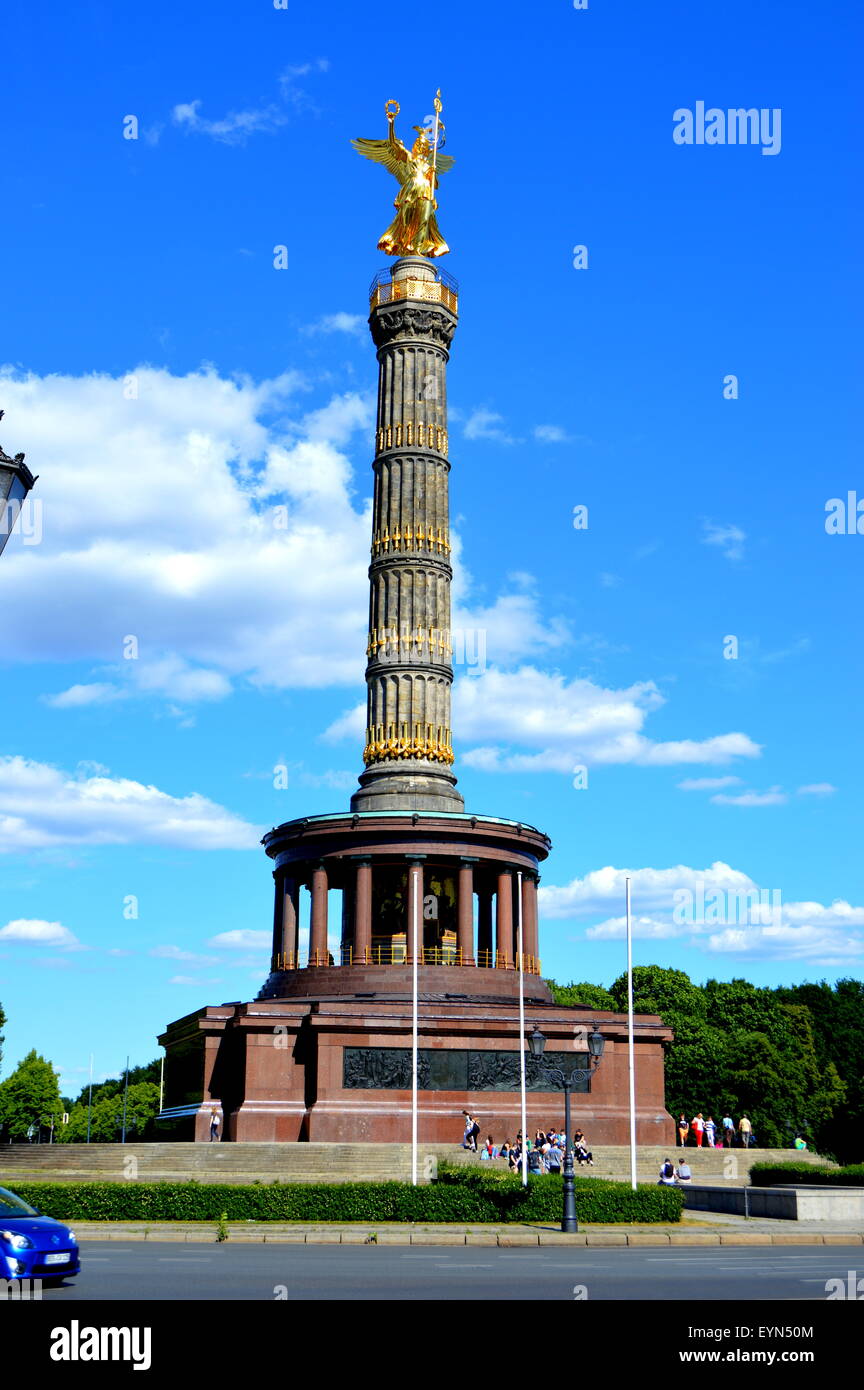 Siegessaule Monument with Victory Column Statue, Berlin, Germany Stock