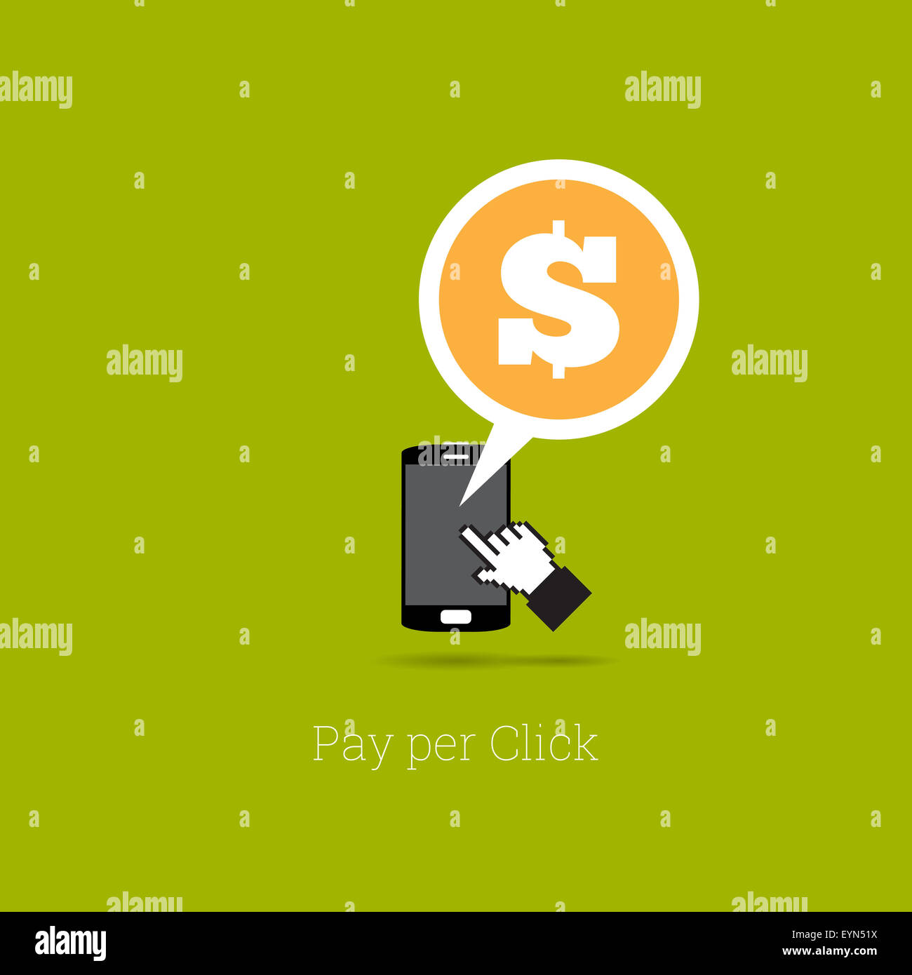 Vector illustration of phone pay per click e-commerce concept. Stock Photo