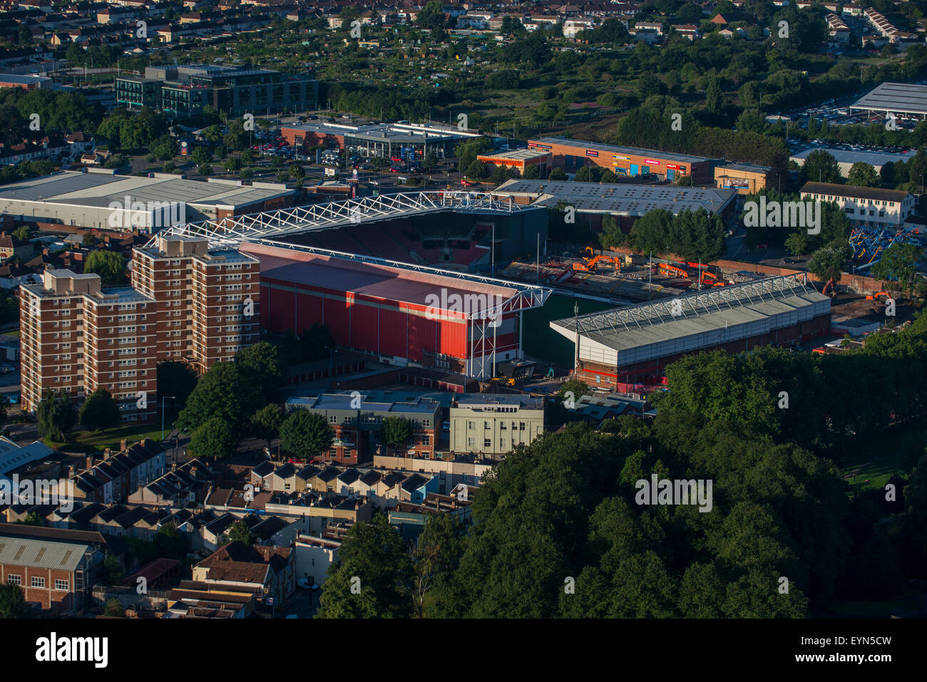 An Aerial view of Ashton Gate Stadium the home ground of Bristol City