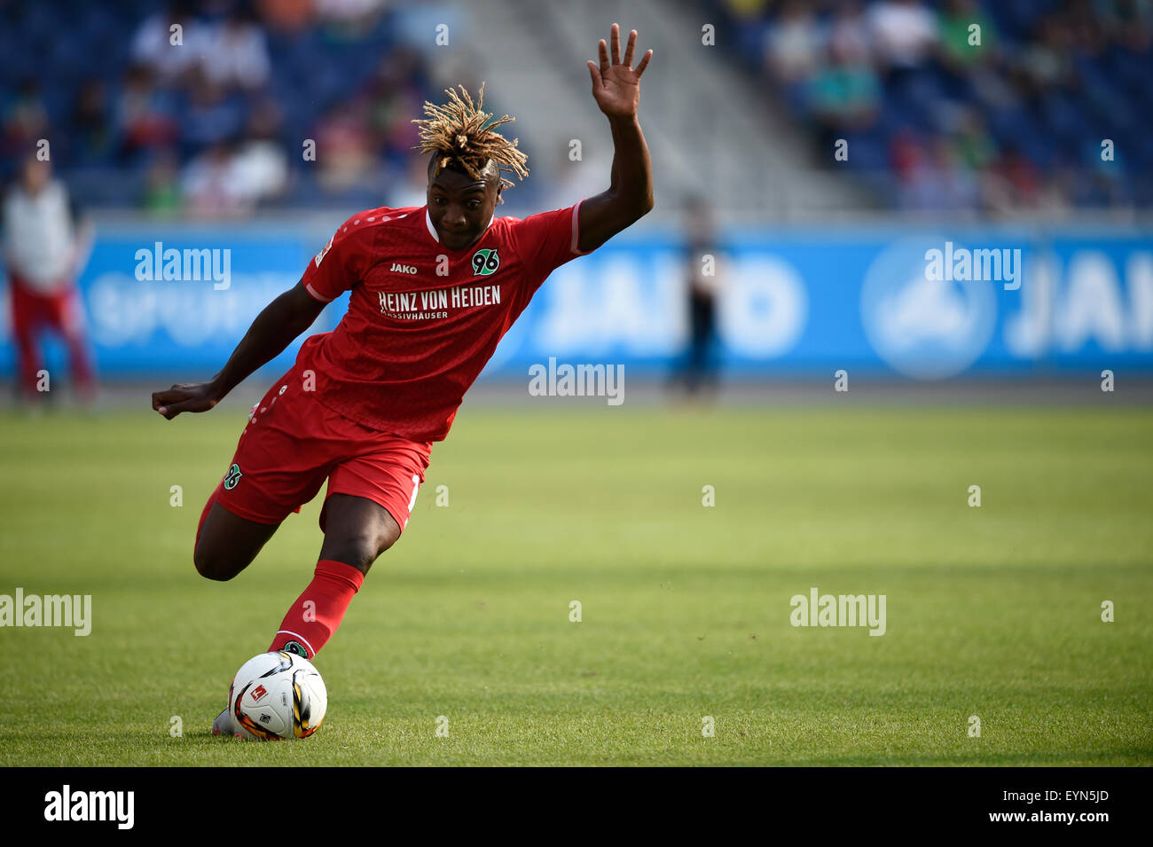 Hannover's Allan Saint-Maximin in action during the soccer friendly between Hannover 96 and AFC Sunderland at the HDI-Arena in Hannover, Germany, 1 August 2015. PHOTO: ALEXANDER KOERNER Stock Photo