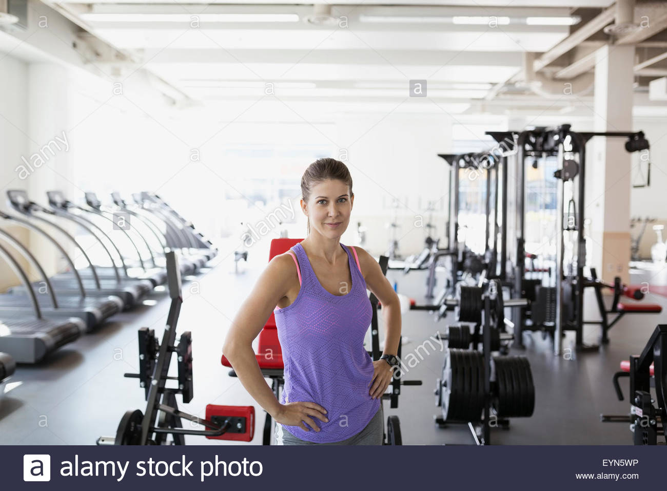 Portrait confident woman at gym Stock Photo
