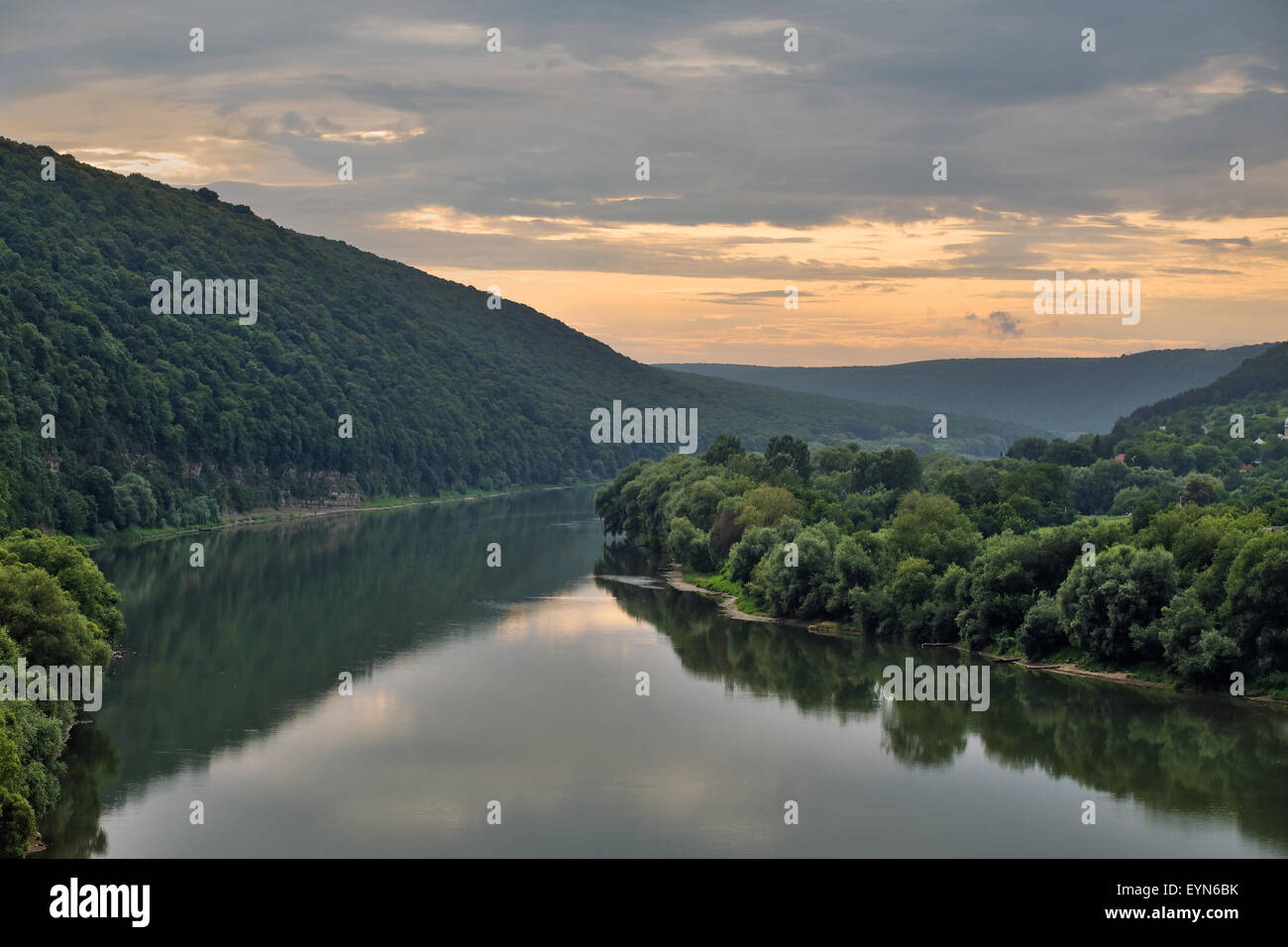 evening on the river Dniester Stock Photo