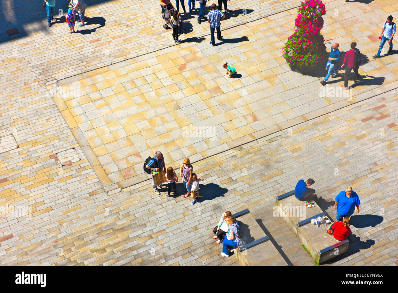 Above view of people standing, walking Stock Photo