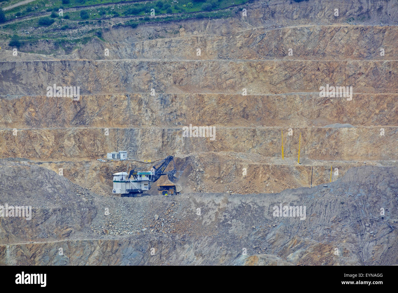 Large electric shovel working at mine site, Highland Valley copper mine
