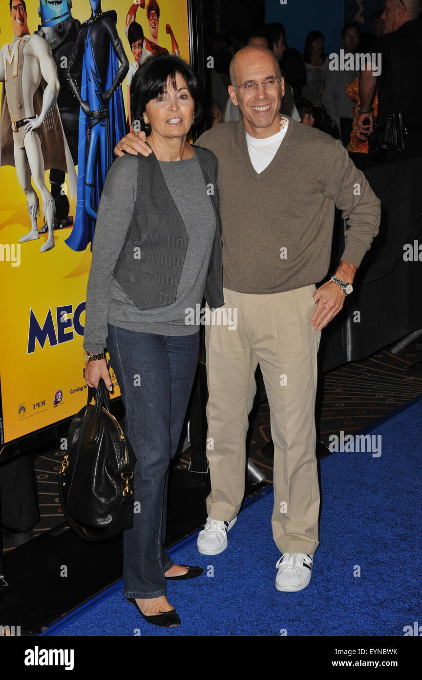LOS ANGELES, CA - OCTOBER 30, 2010: Jeffrey Katzenberg & wife at the Los Angeles premiere of 'MegaMind' at Mann's Chinese Theatre, Hollywood. Stock Photo