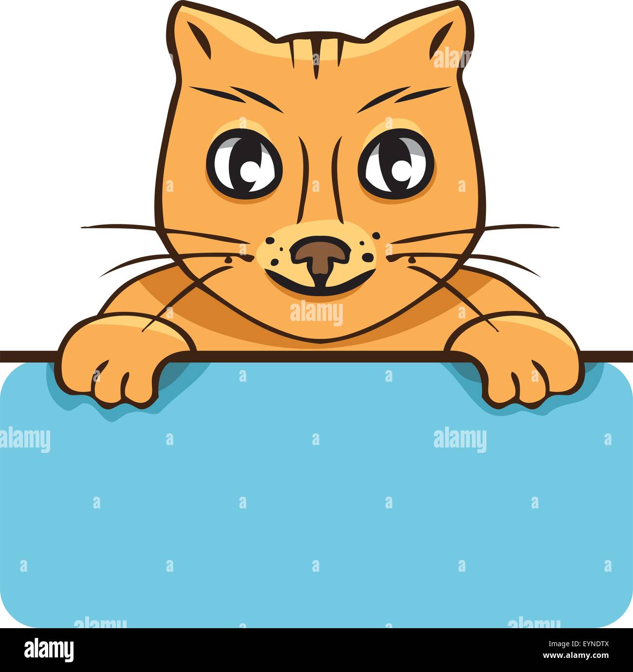 Vector cartoon cat with a poster on a white background Stock Vector