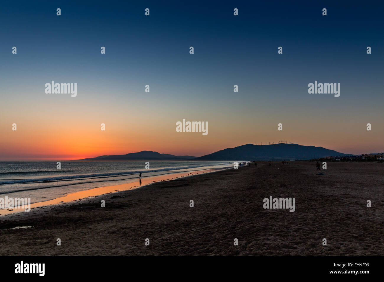 Sunset over the ocean, Tarifa, Spain Stock Photo
