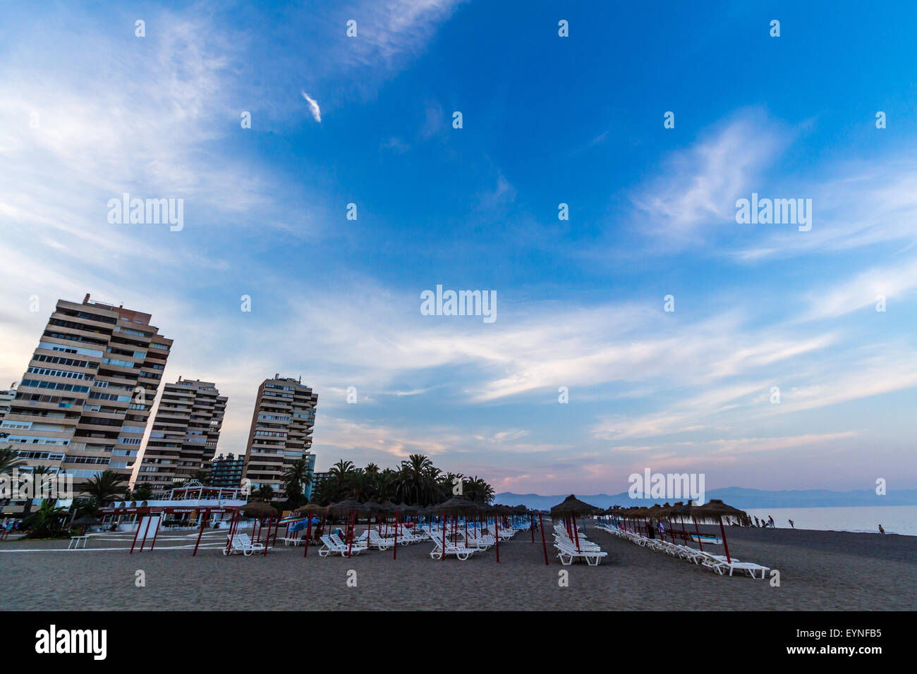 Beautiful sky over the beach, Torremolinos, Spain Stock Photo